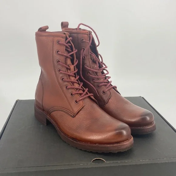 Frye Cherry Brown Ankle Booties Classic Design Smooth Leather - Picture 1 of 9